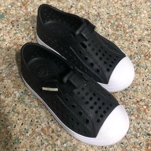 Black Toddler Boy Skechers with White “Skechers”